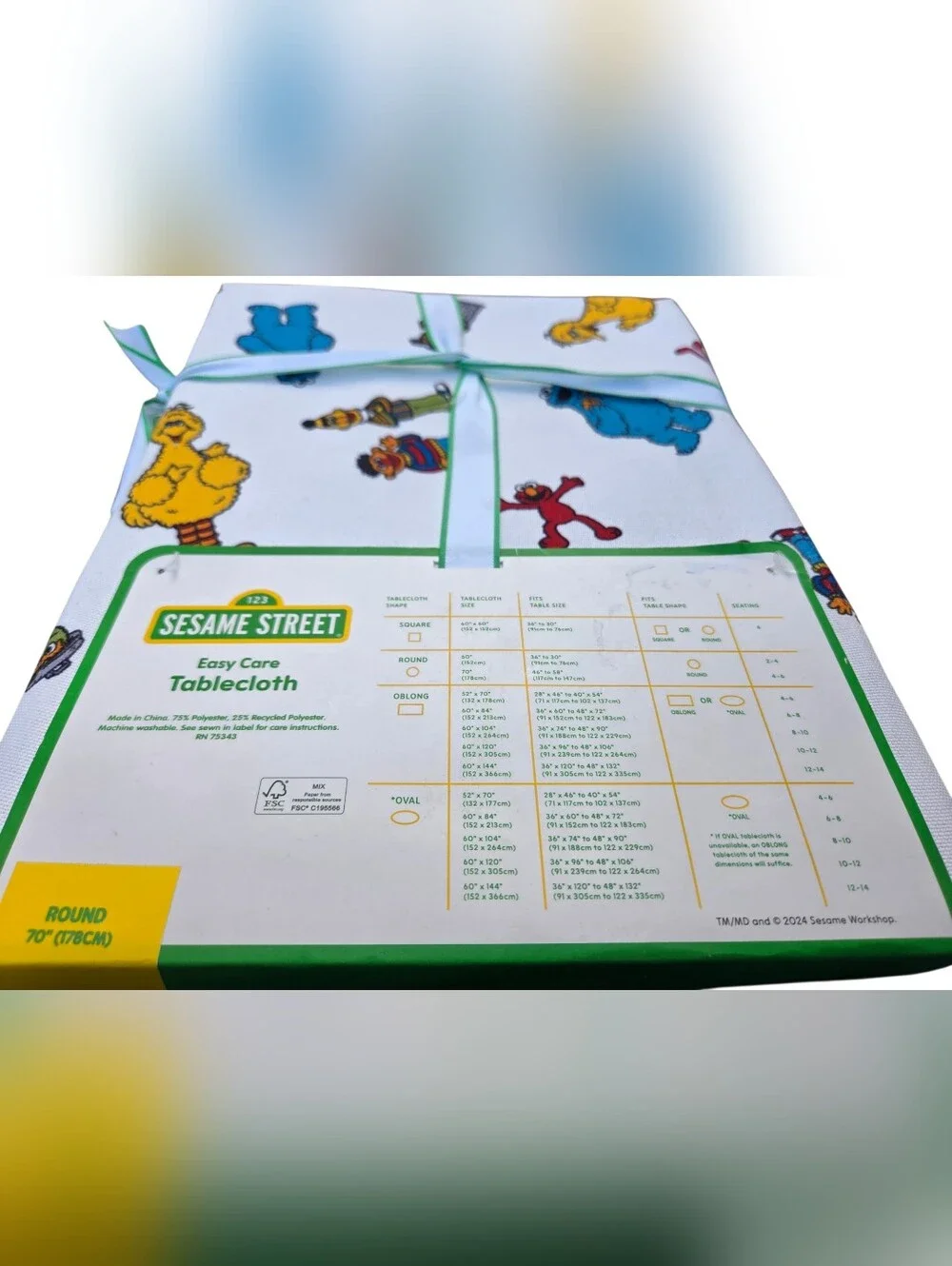Sesame Street Tablecloth Picturing The Classic Elmo, Big Bird, Cookie Monster